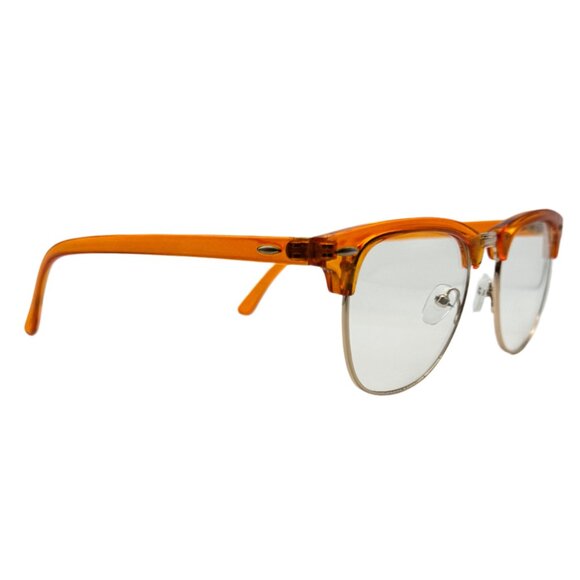 6039 | Orange Clear Lens Browline Glasses - Picture 3 of 5